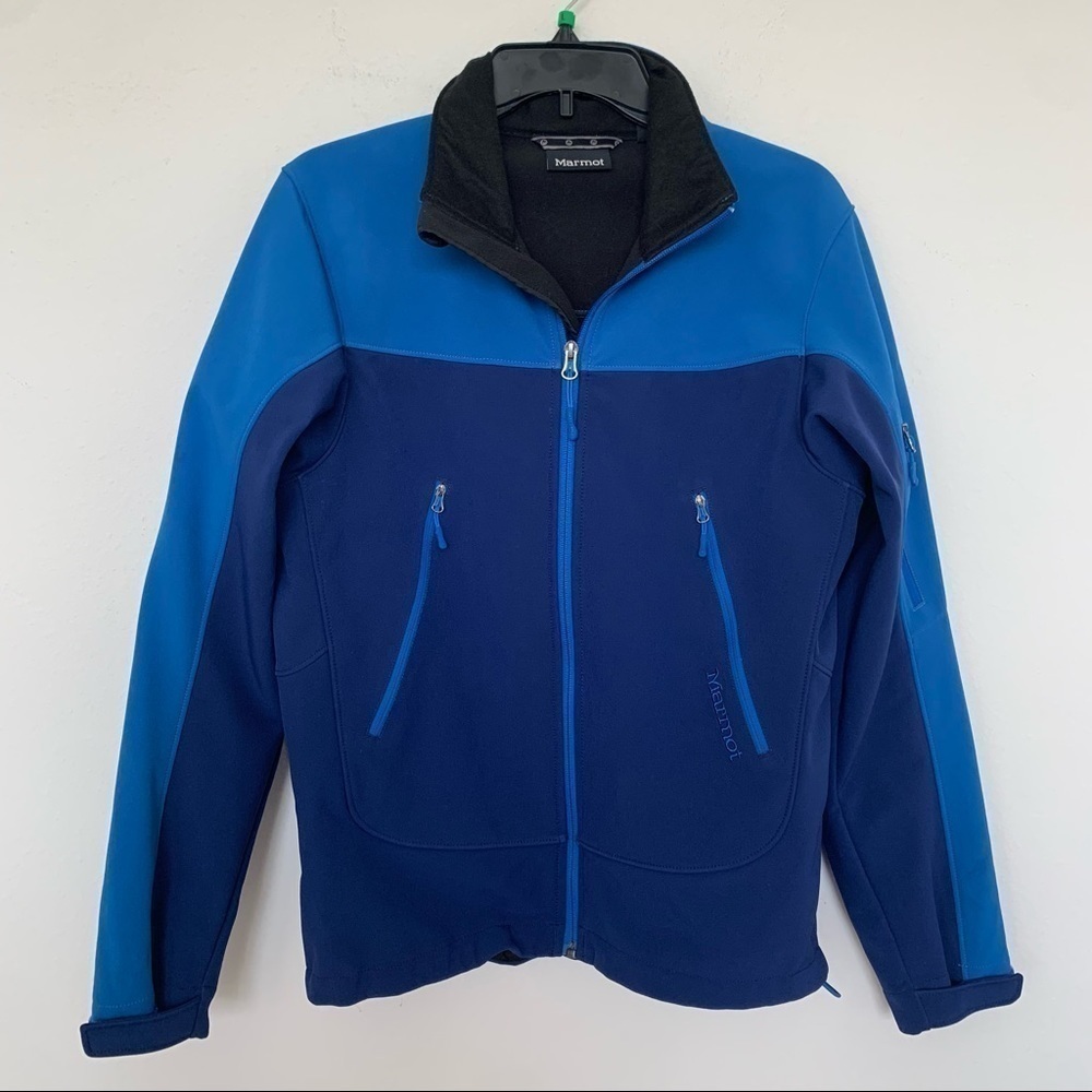 NEW Marmot Soft Shell Waterproof windbreaker JACKET coat SMALL blue long sleeve